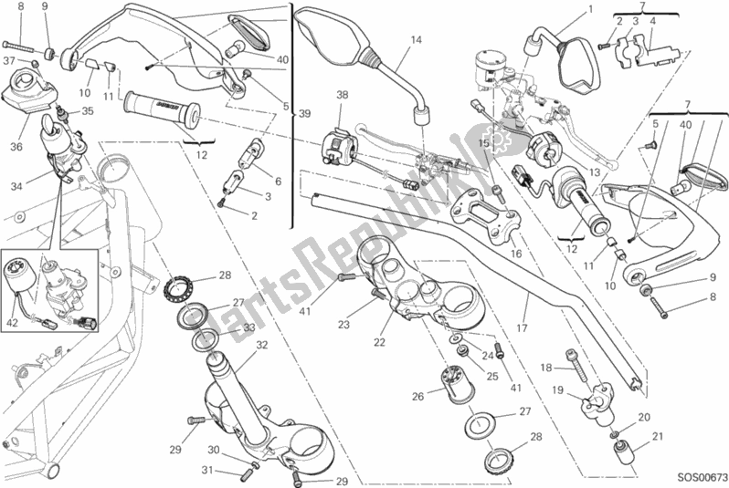 All parts for the Handlebar And Controls of the Ducati Hypermotard SP 821 2014